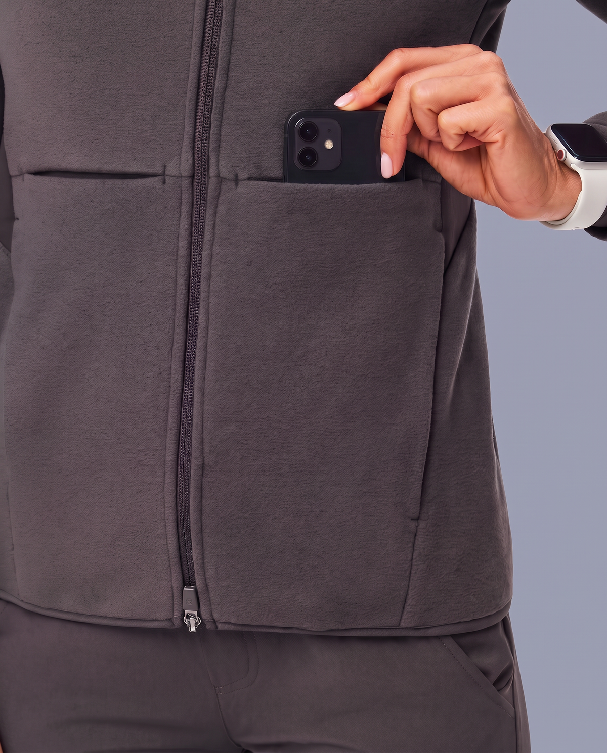 Fleece Scrub Jacket Pewter