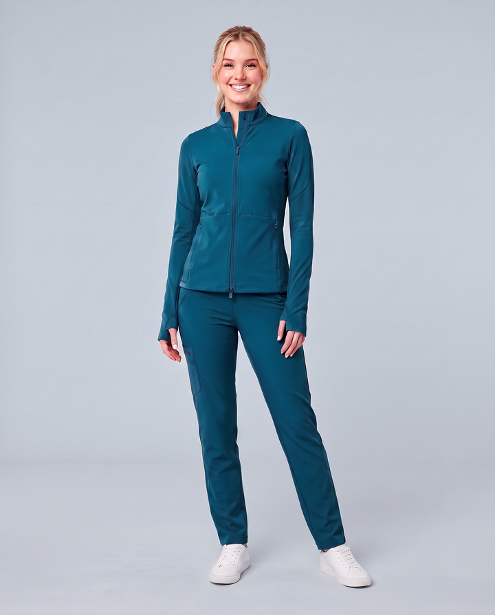 Athletic Knit Scrub Jacket Caribbean Blue