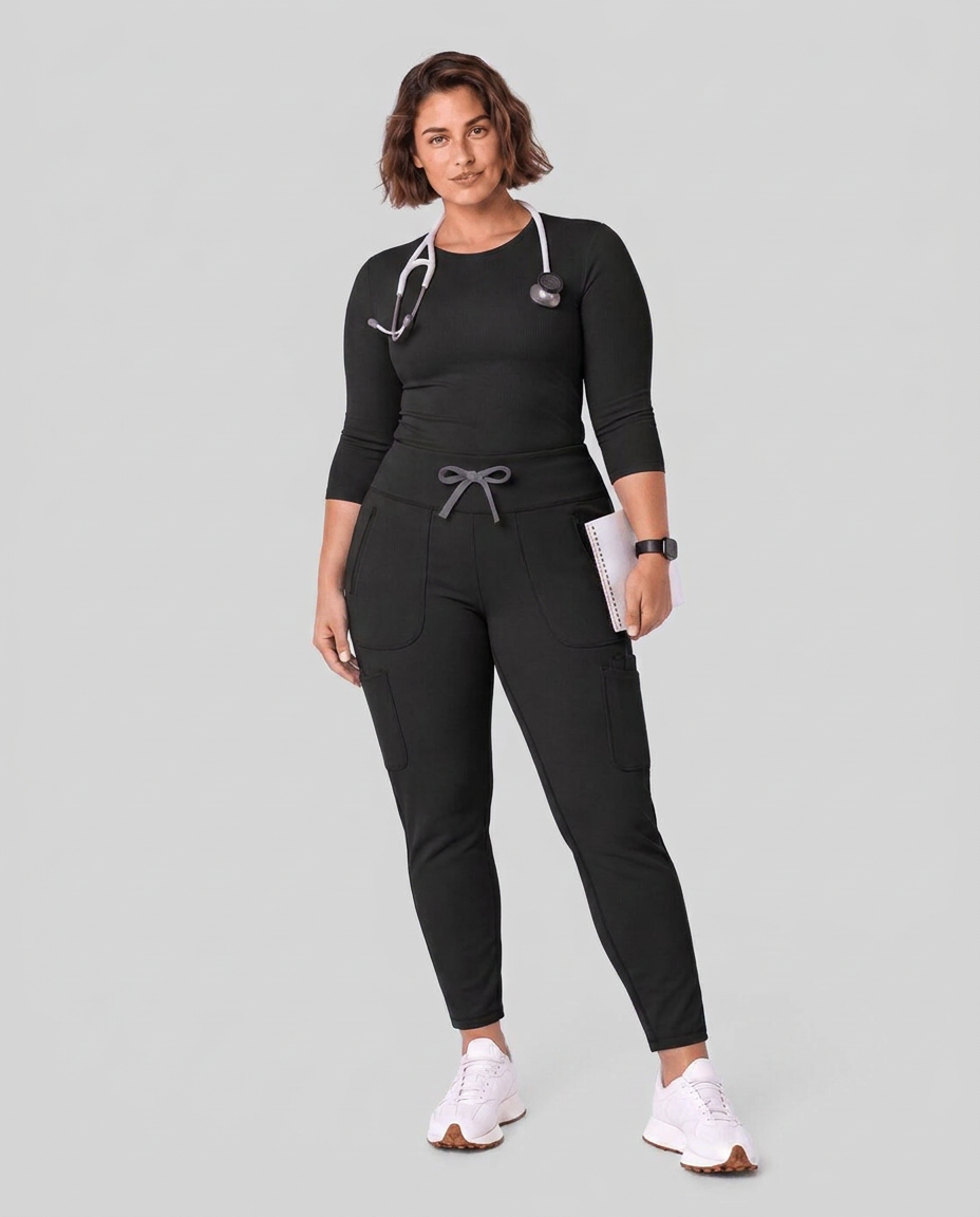 Curved High-Rise Scrub Legging Black