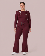 Curved High-Rise Flare Scrub Legging Burgundy