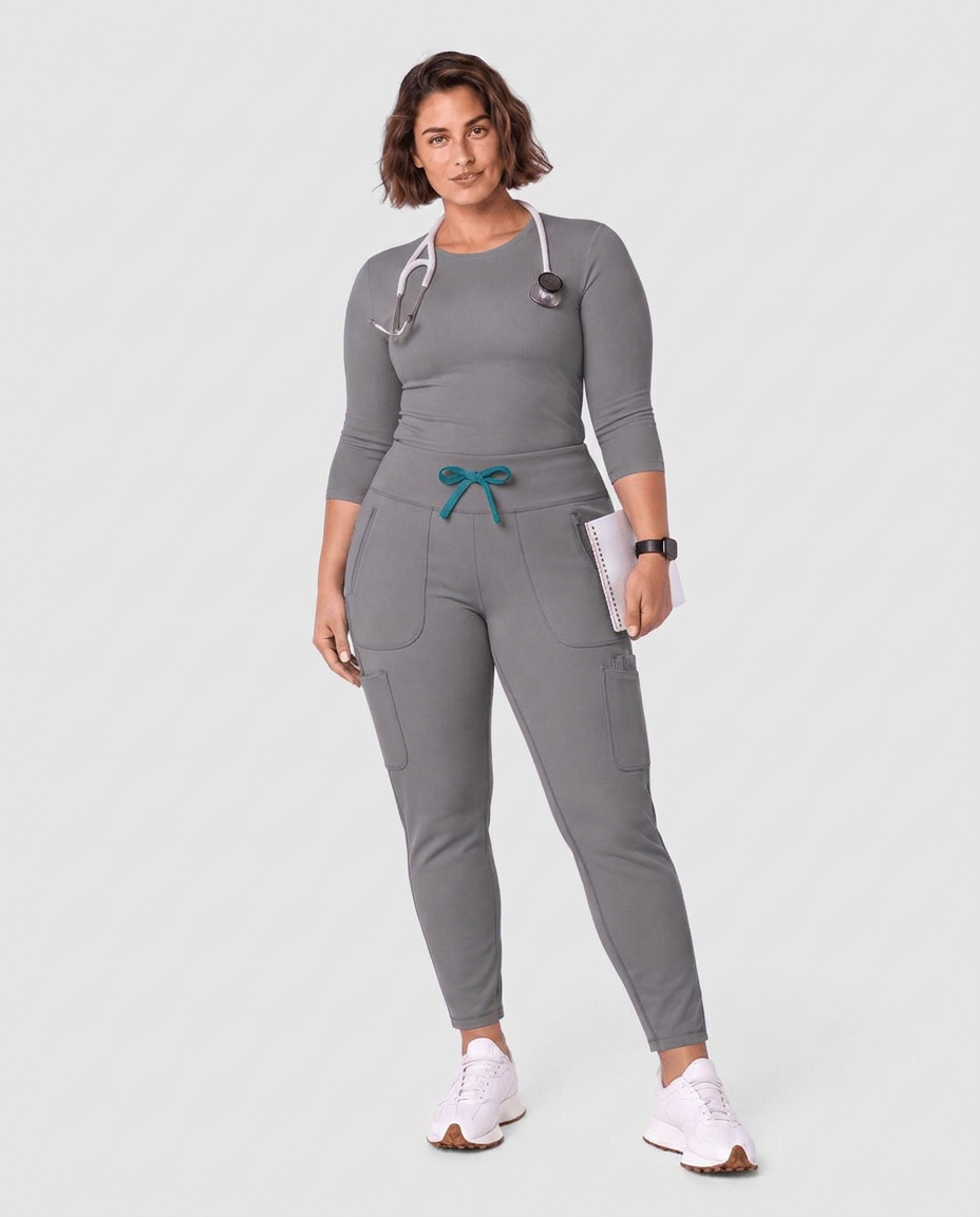 Curved High-Rise Scrub Legging Heather Gray