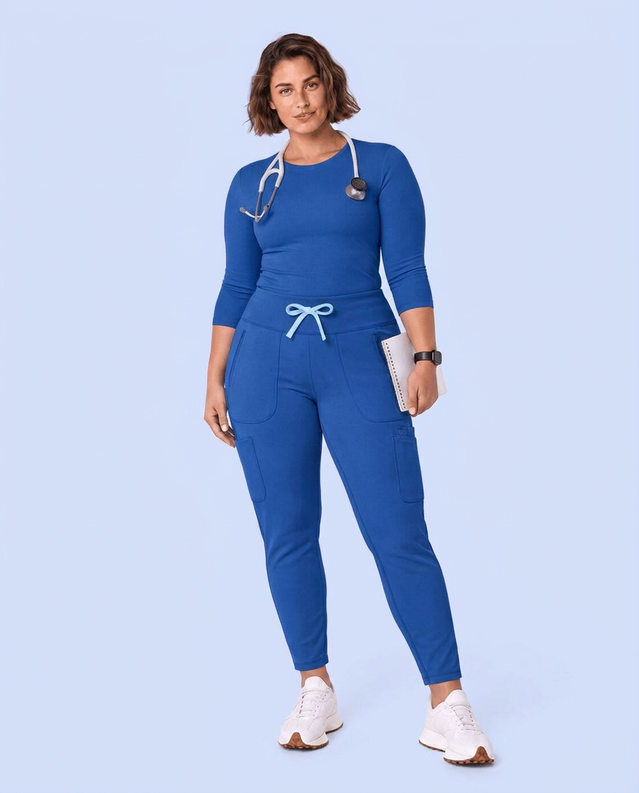 Curved High-Rise Scrub Legging Royal Blue