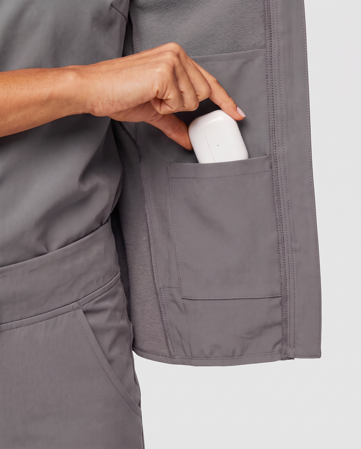 Fleece Scrub Jacket Heather Gray