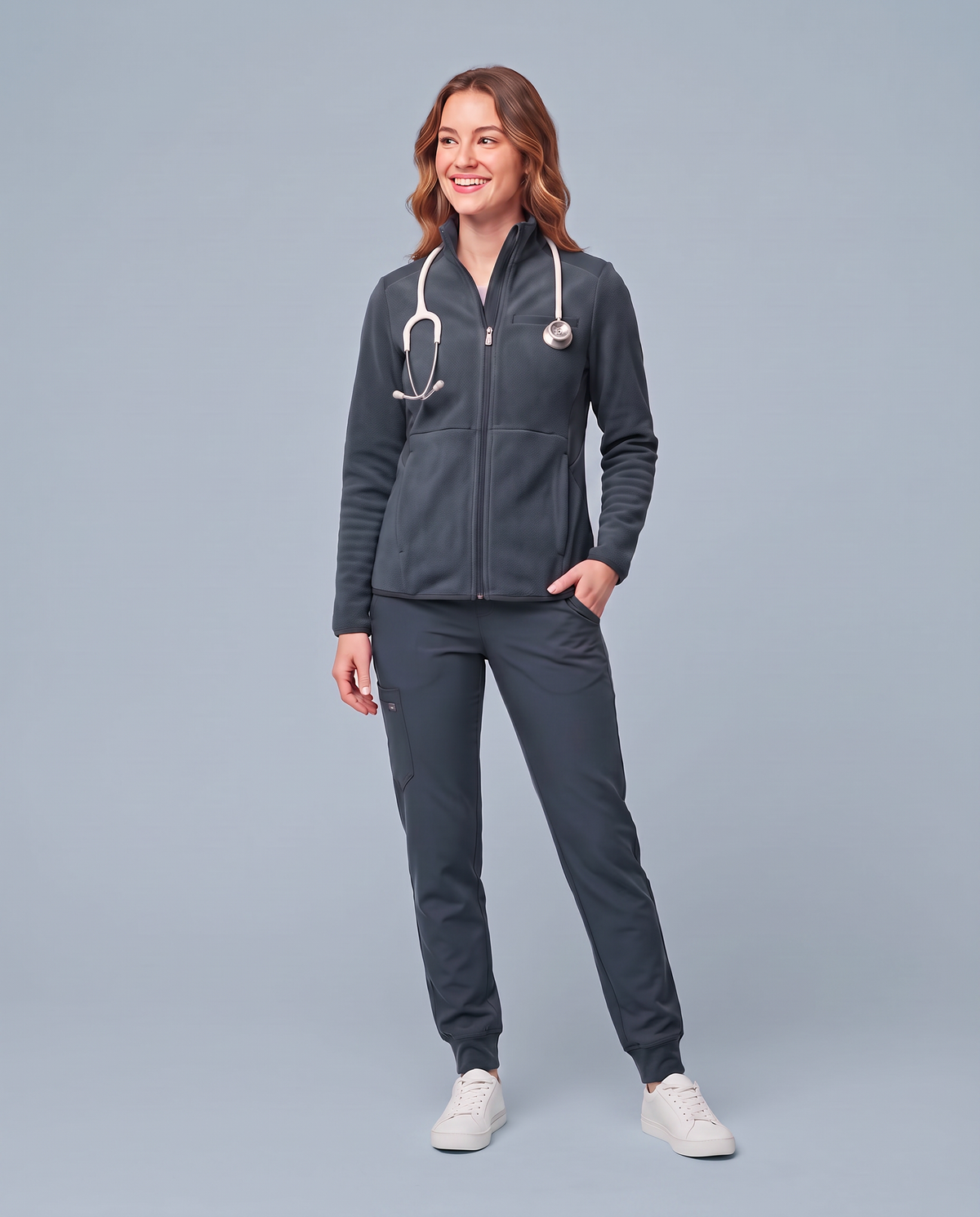 Fleece Scrub Jacket Dark Harbor