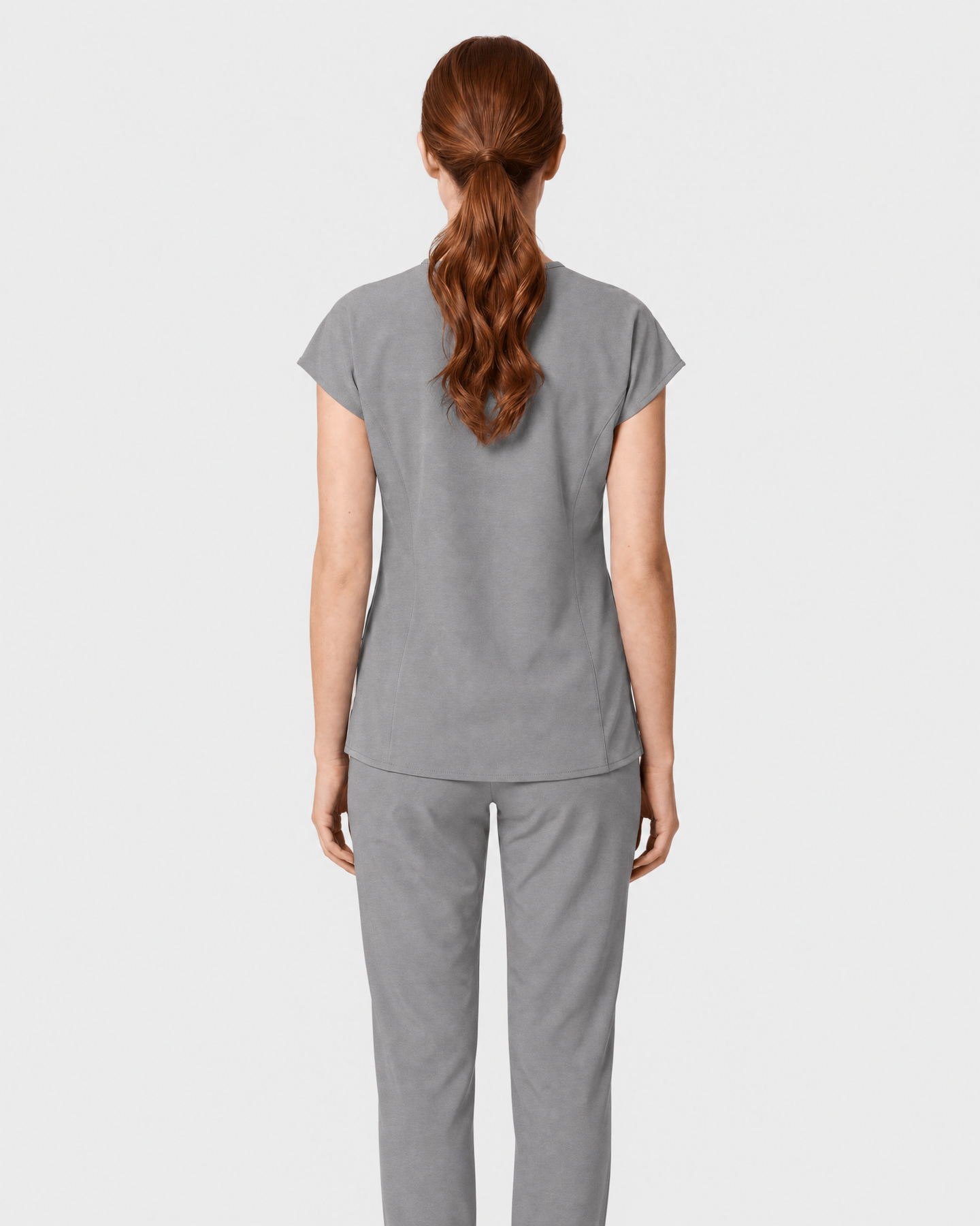 Women's Curved V-neck Top Heather Gray