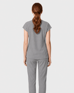Women's Curved V-neck Top Heather Gray
