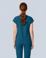 Women's Curved V-neck Top Caribbean Blue