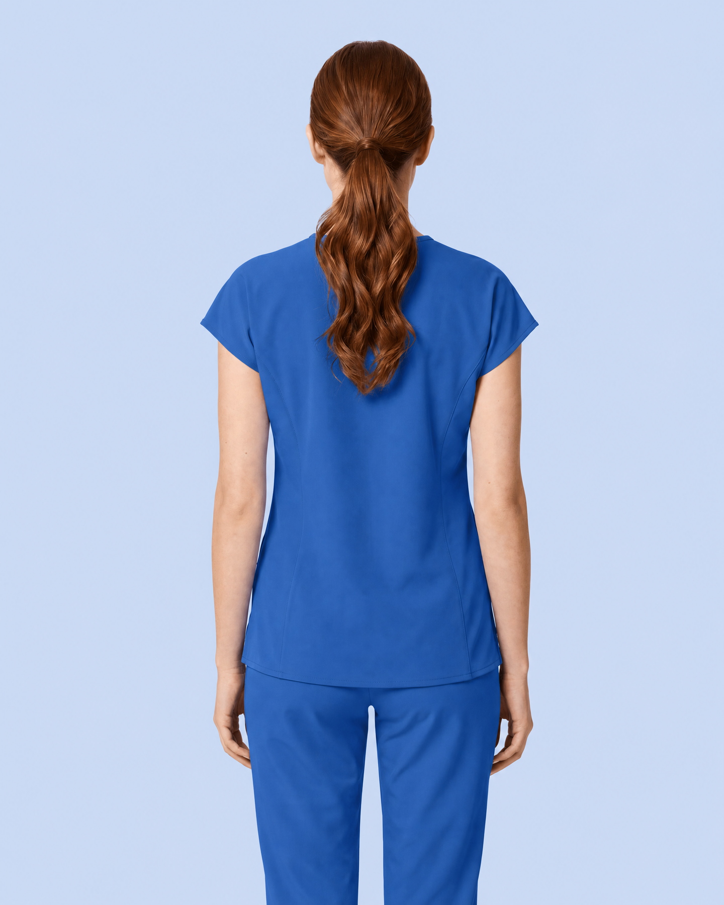 Women's Curved V-neck Top Royal Blue