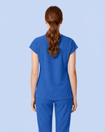 Women's Curved V-neck Top Royal Blue