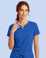 Women's Curved V-neck Top Royal Blue