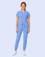 Women's Curved V-neck Top Ceil Blue