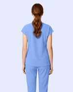 Women's Curved V-neck Top Ceil Blue