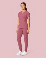 Women's Curved V-neck Top Mauve