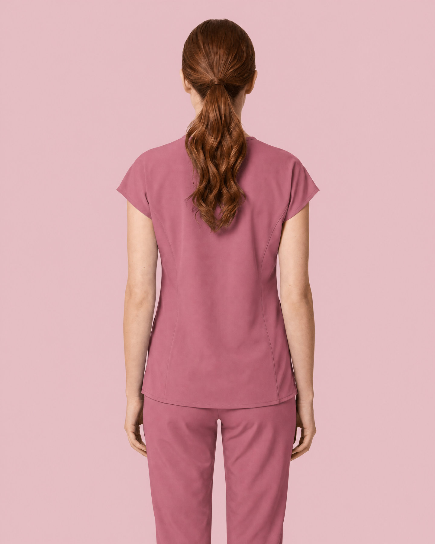 Women's Curved V-neck Top Mauve