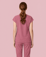 Women's Curved V-neck Top Mauve