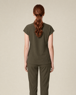 Women's Curved V-neck Top Olive
