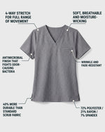 Men's One-Pocket V-neck Scrub Top Heather Gray