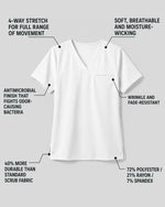 Men's One-Pocket V-neck Scrub Top White