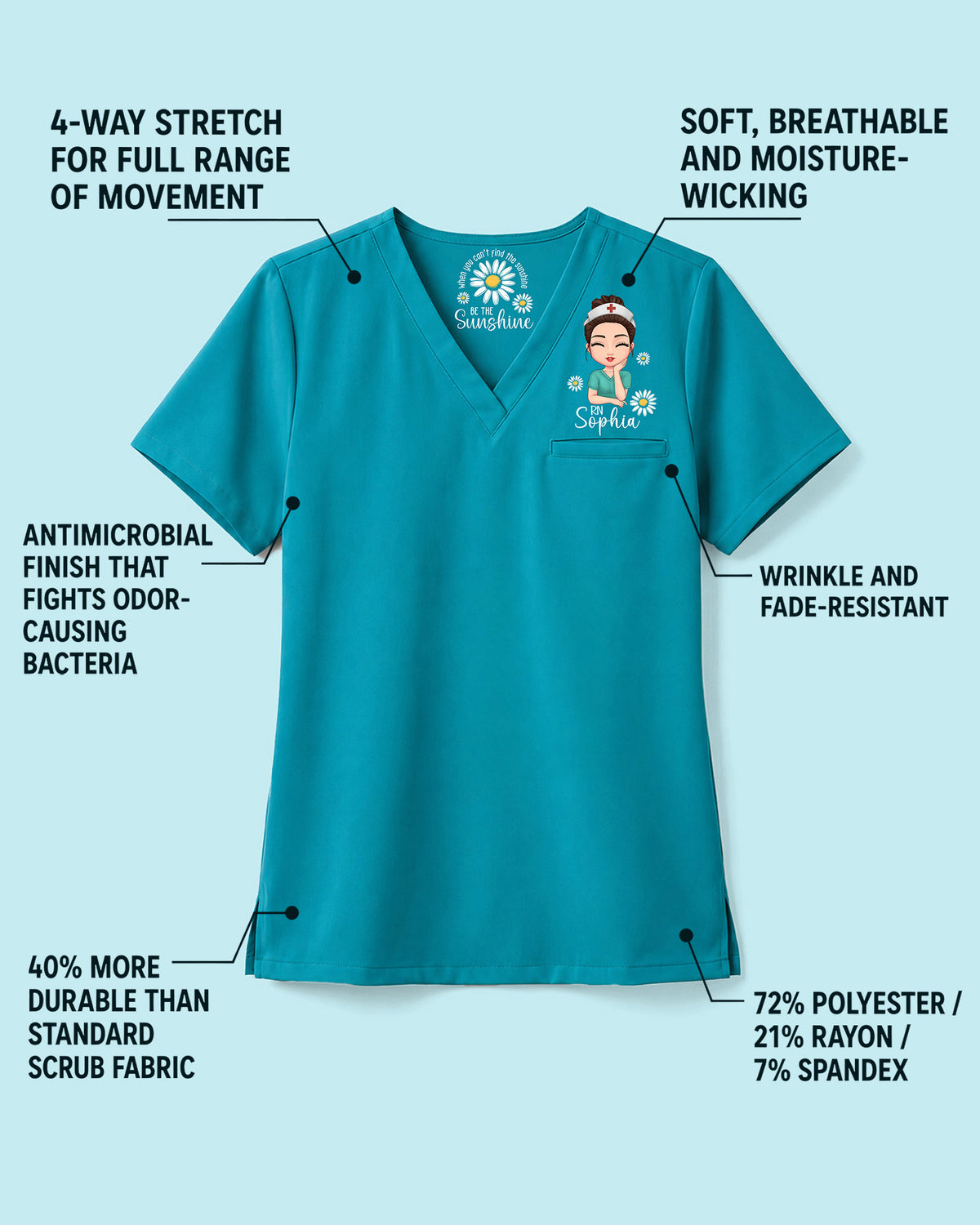 Personalized Name, Specialty And Character Be The Sunshine Hidden Message Gift For Nurse Top