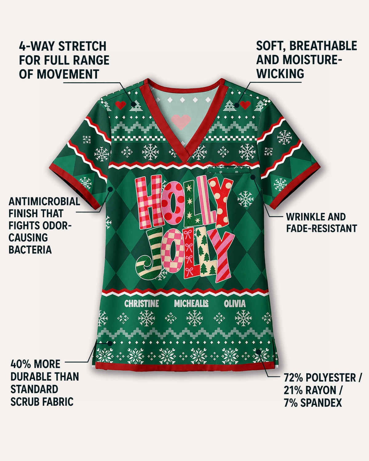 Personalized Name Holly Jolly Christmas Gift For Nurse Coworker Top