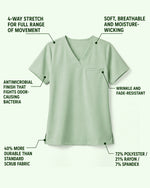 Men's One-Pocket V-neck Scrub Top Mint