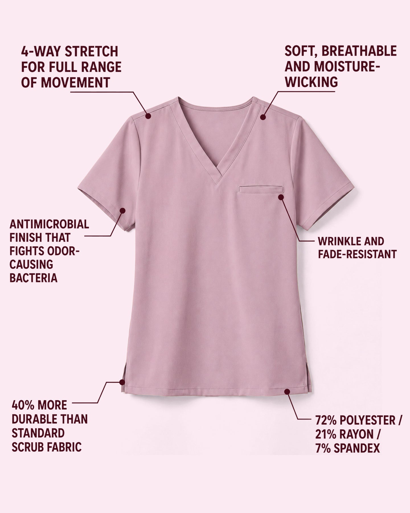 Men's One-Pocket V-neck Scrub Top Blossom