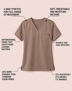 Men's One-Pocket V-neck Scrub Top Mocha