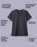 Men's One-Pocket V-neck Scrub Top Pewter