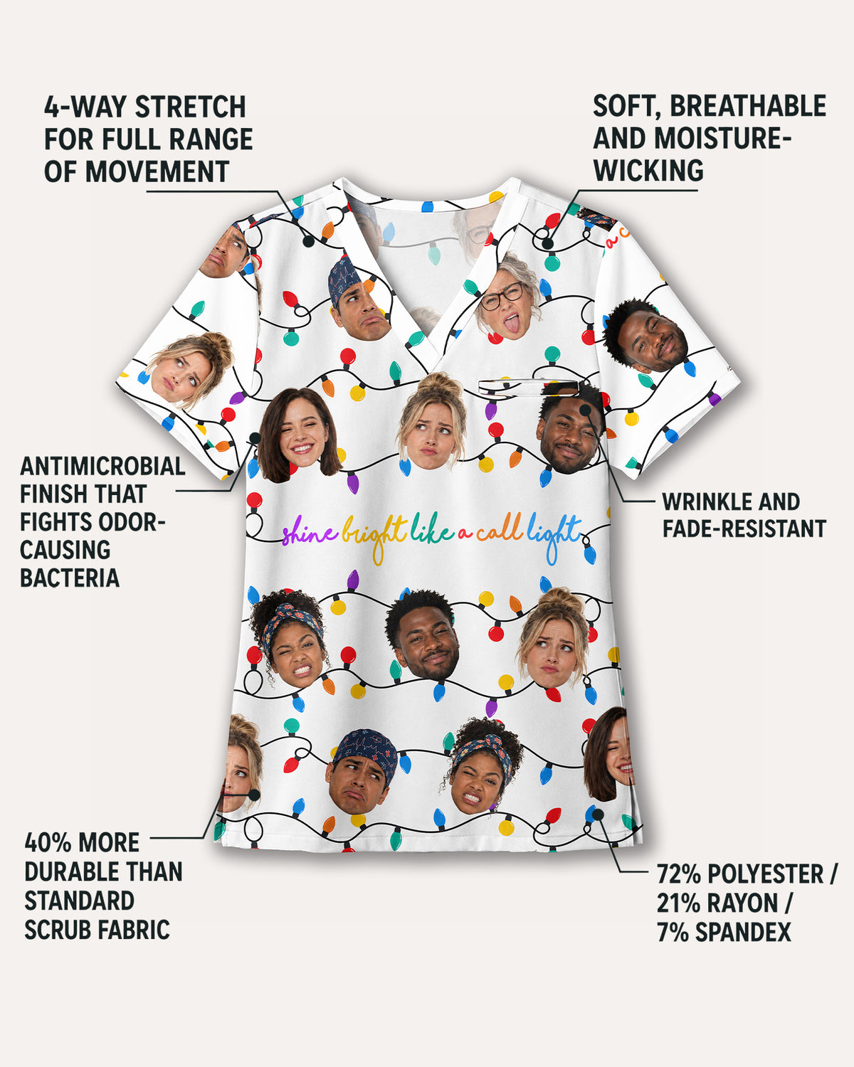Personalized Photo Shine Bright Like A Call Light Funny Christmas Gift For Nurse Coworker Top