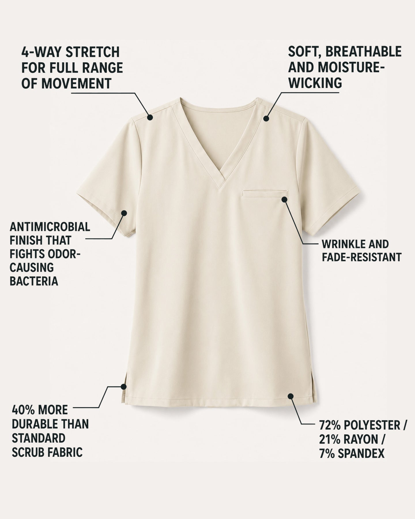 Men's One-Pocket V-neck Scrub Top Birch