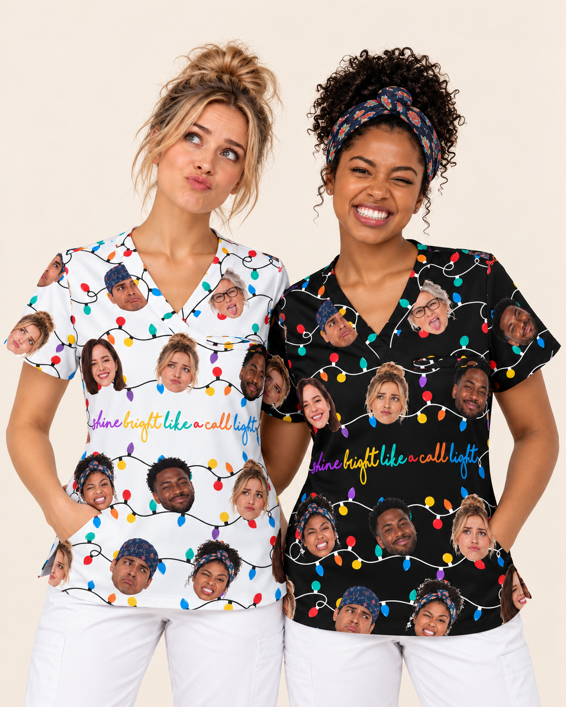 Personalized Photo Shine Bright Like A Call Light Funny Christmas Gift For Nurse Coworker Top