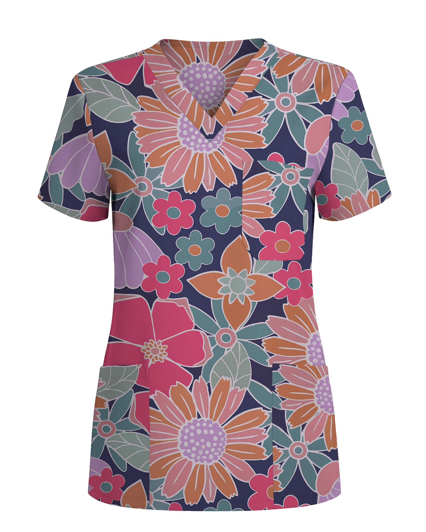 Blooming Garden Breeze Women Scrub Top