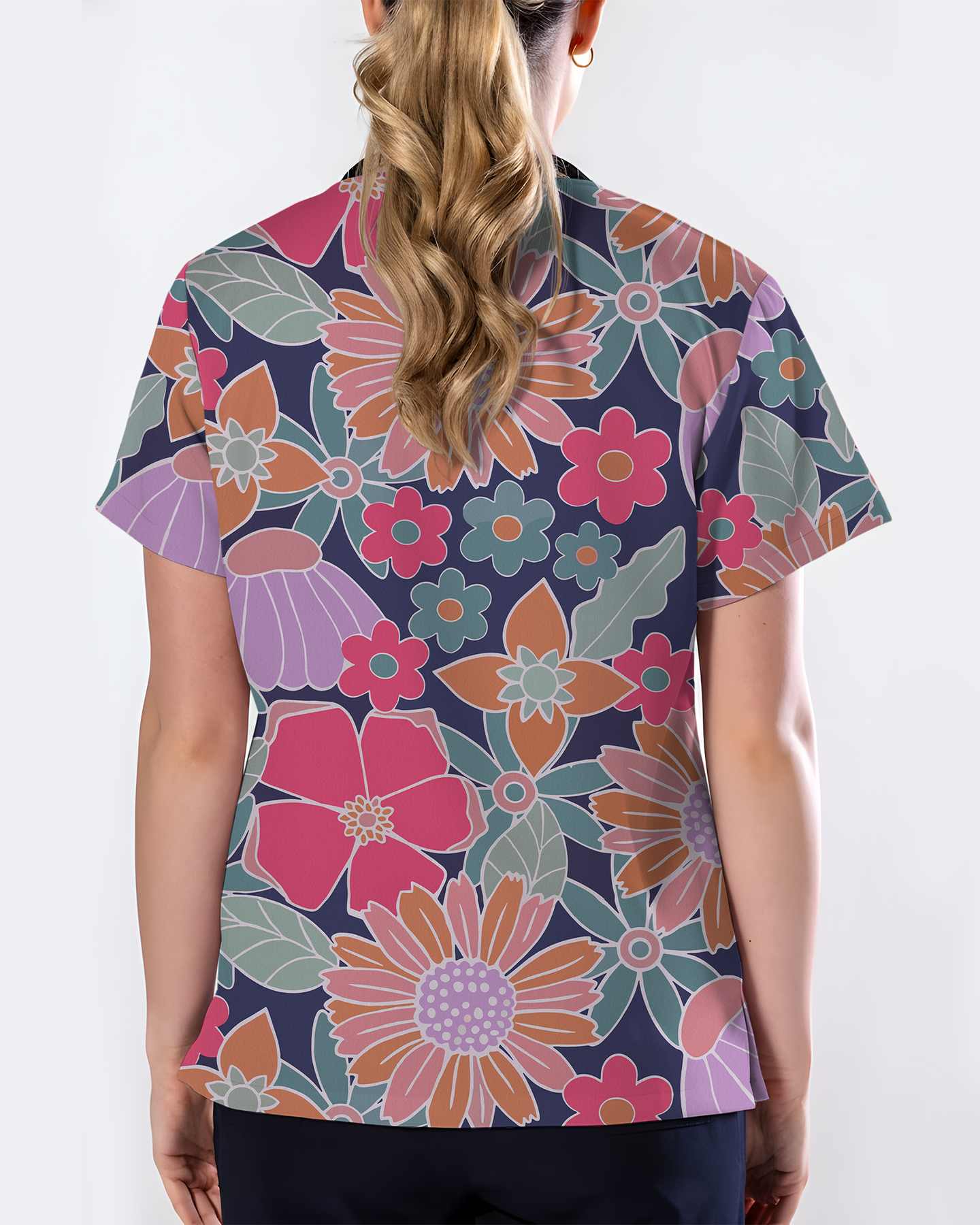 Blooming Garden Breeze Women Scrub Top