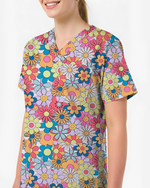 Playful Flower Power Women Scrub Top