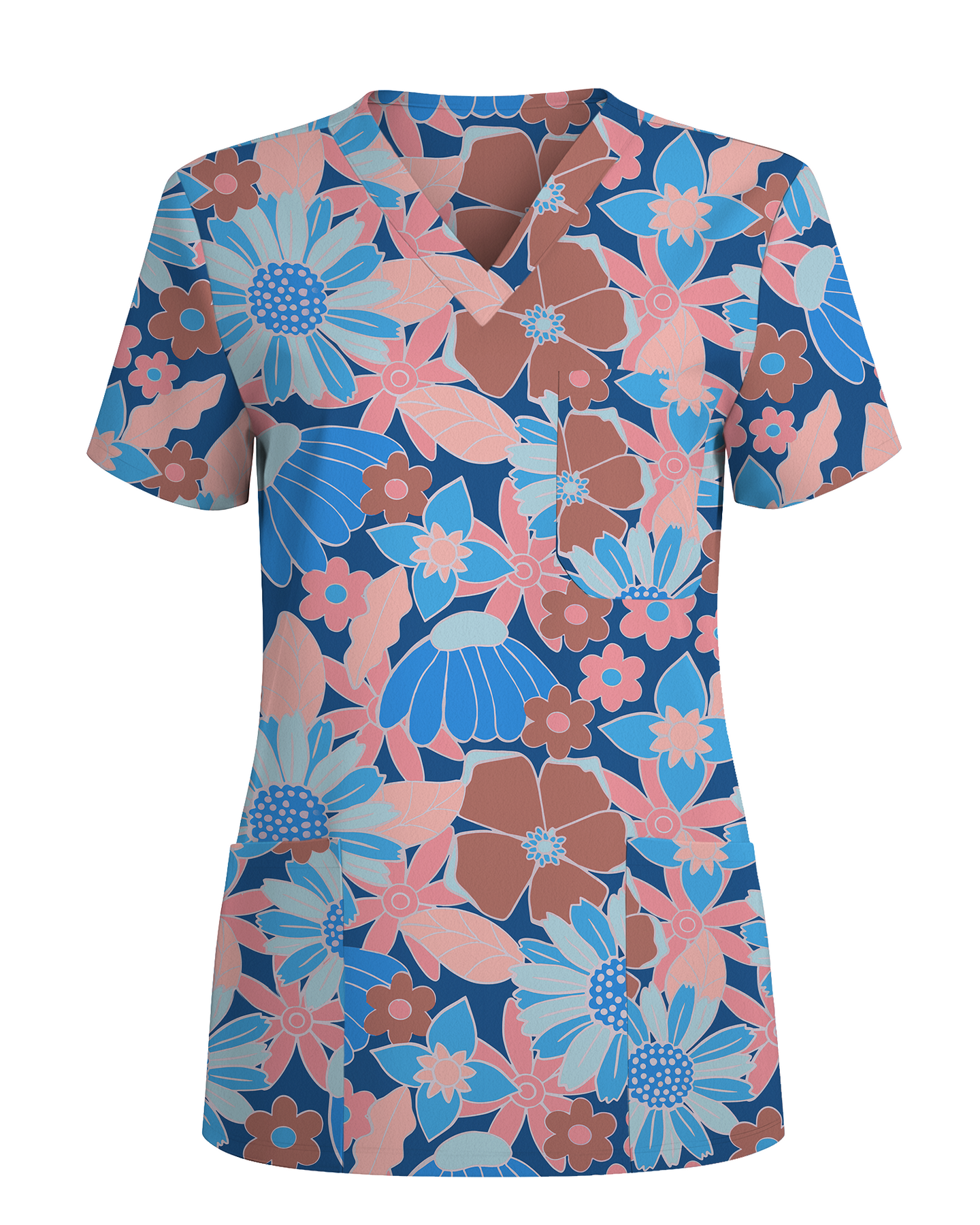 Warm Harvest Floral Women Scrub Top