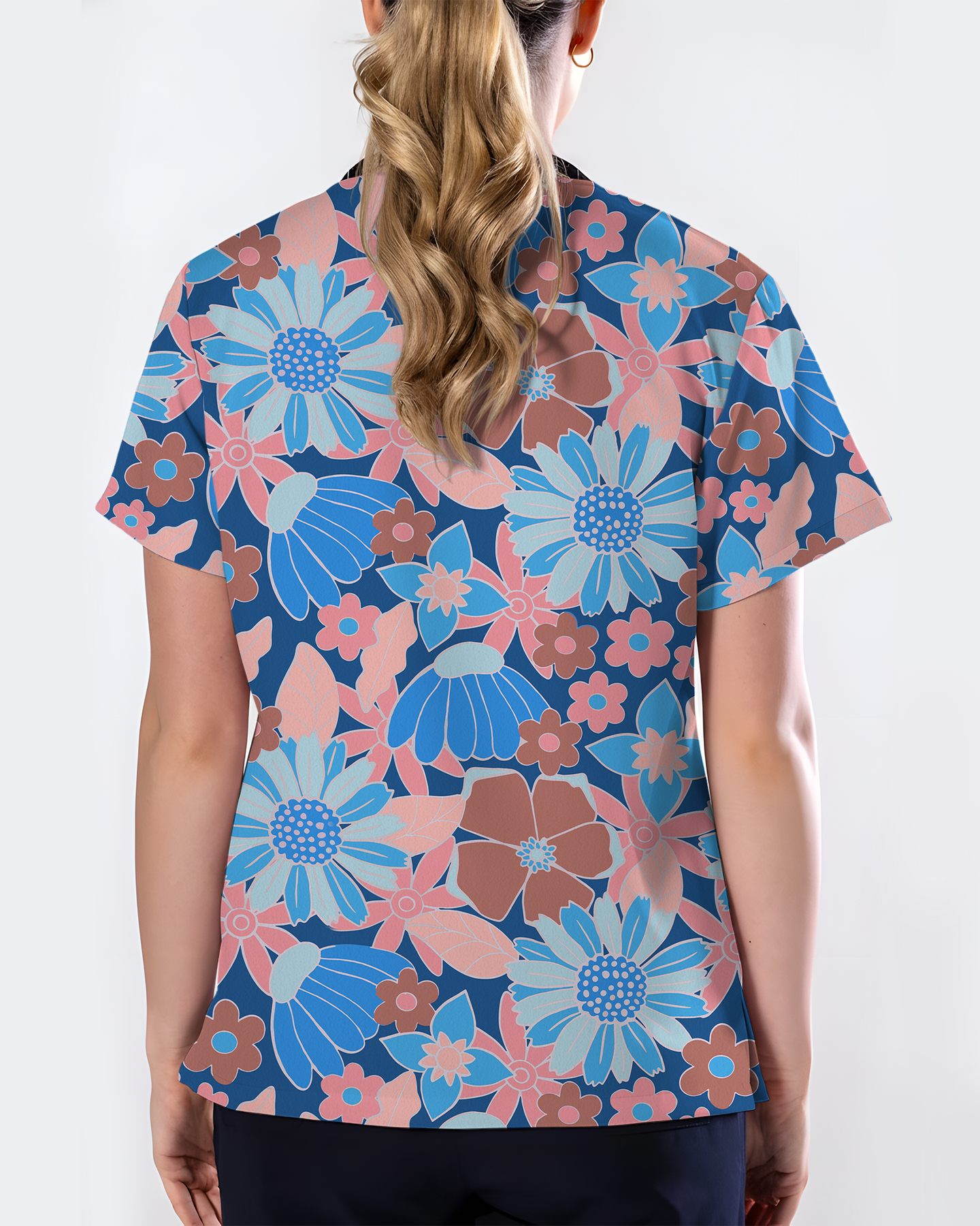 Warm Harvest Floral Women Scrub Top