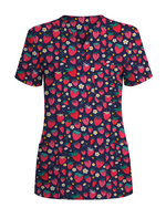 ScrubLoop Summer Strawberry Harvest Women Scrub Top
