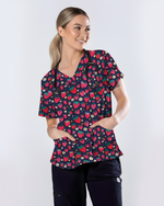 ScrubLoop Summer Strawberry Harvest Women Scrub Top