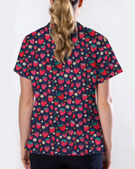 ScrubLoop Summer Strawberry Harvest Women Scrub Top