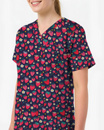ScrubLoop Summer Strawberry Harvest Women Scrub Top