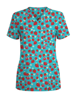 Fresh Strawberry Meadow Women Scrub Top
