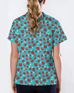 Fresh Strawberry Meadow Women Scrub Top