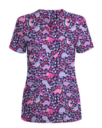 Playful Dinosaur Jurassic Women Scrub Top