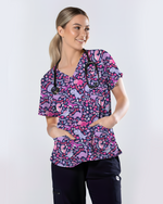 Playful Dinosaur Jurassic Women Scrub Top