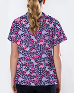 Playful Dinosaur Jurassic Women Scrub Top