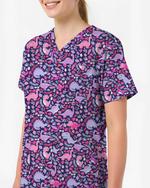 Playful Dinosaur Jurassic Women Scrub Top