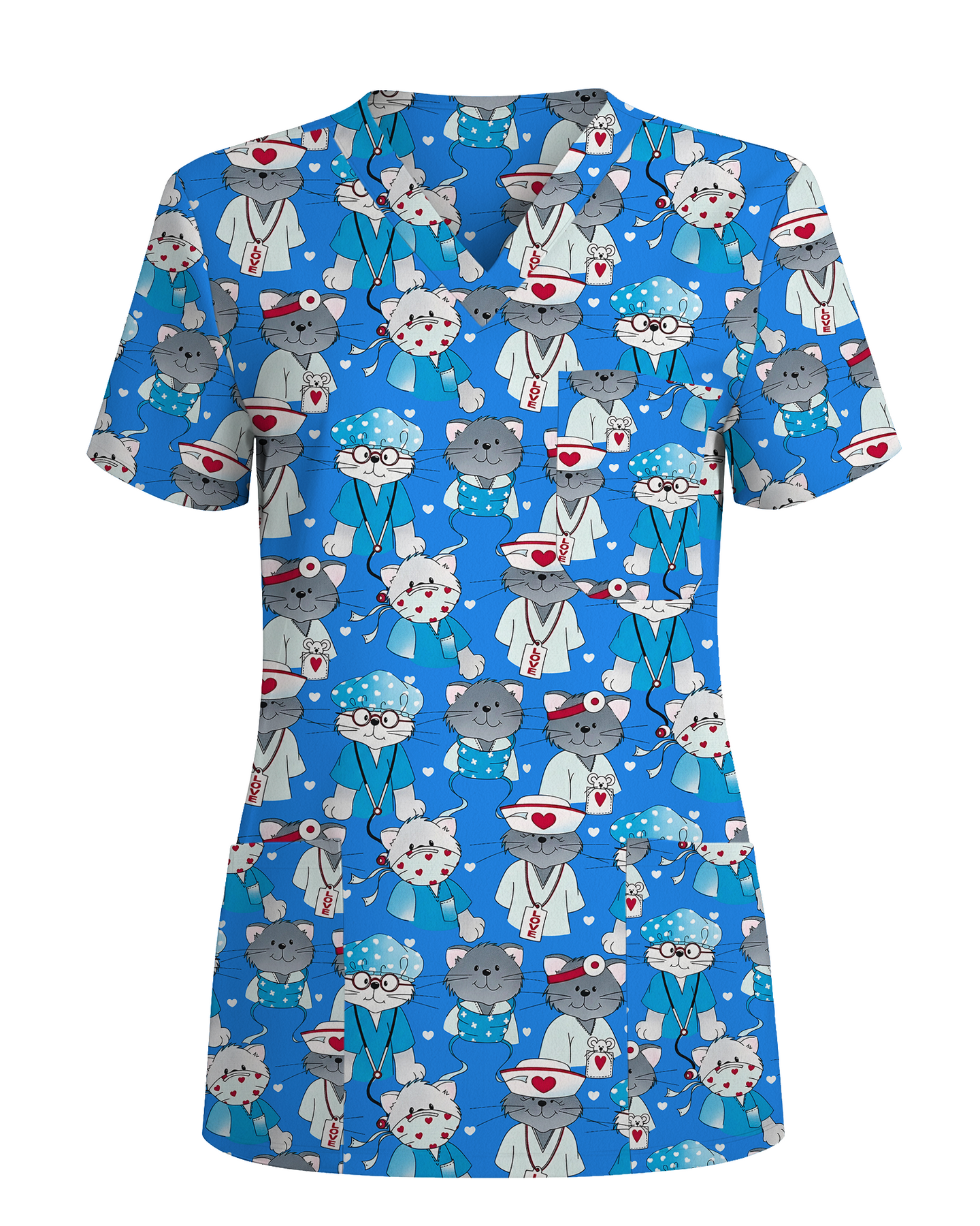 Adorable Nurse Cats Women Scrub Top
