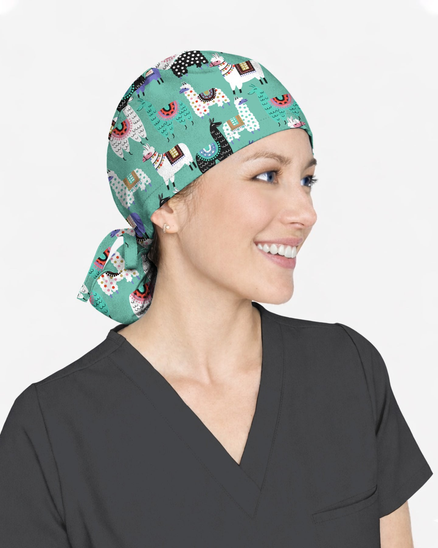 Whimsical Llama Friends Scrub Cap