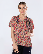 Autumn Meadow Floral Women Scrub Top