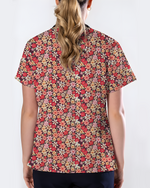 Autumn Meadow Floral Women Scrub Top